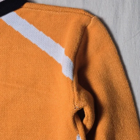 Steady Hands Ladies' Cardigan Small Orange Black Striped Collar Button-Up Rare - Picture 15 of 16